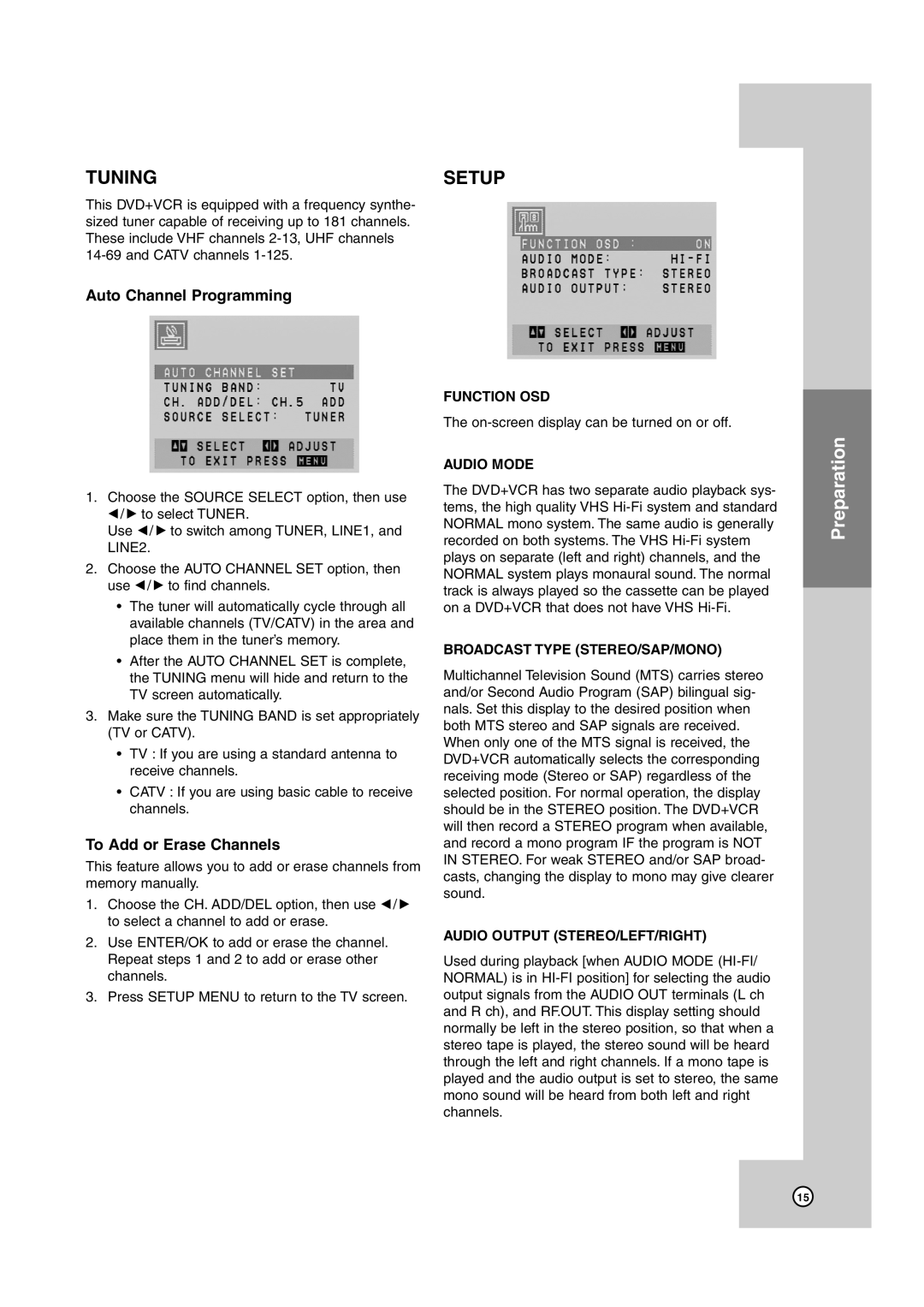 JVC HR-XVC39SU, HR-XVC38BU manual Auto Channel Programming, To Add or Erase Channels 