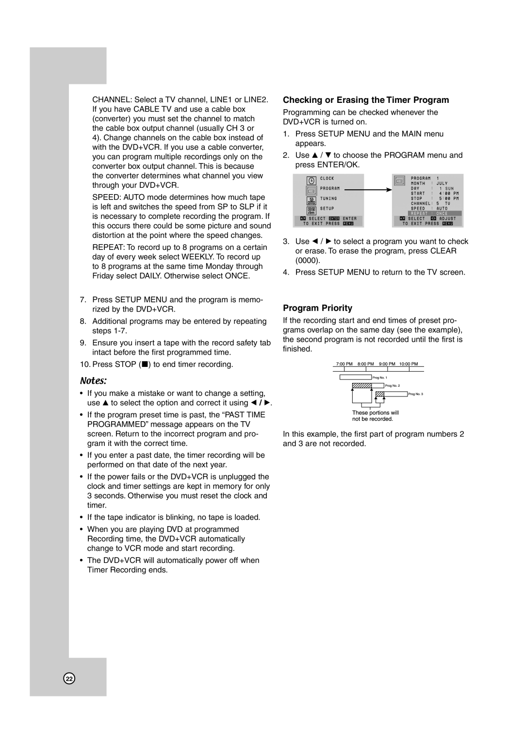 JVC HR-XVC38BU, HR-XVC39SU manual Checking or Erasing the Timer Program, Program Priority 