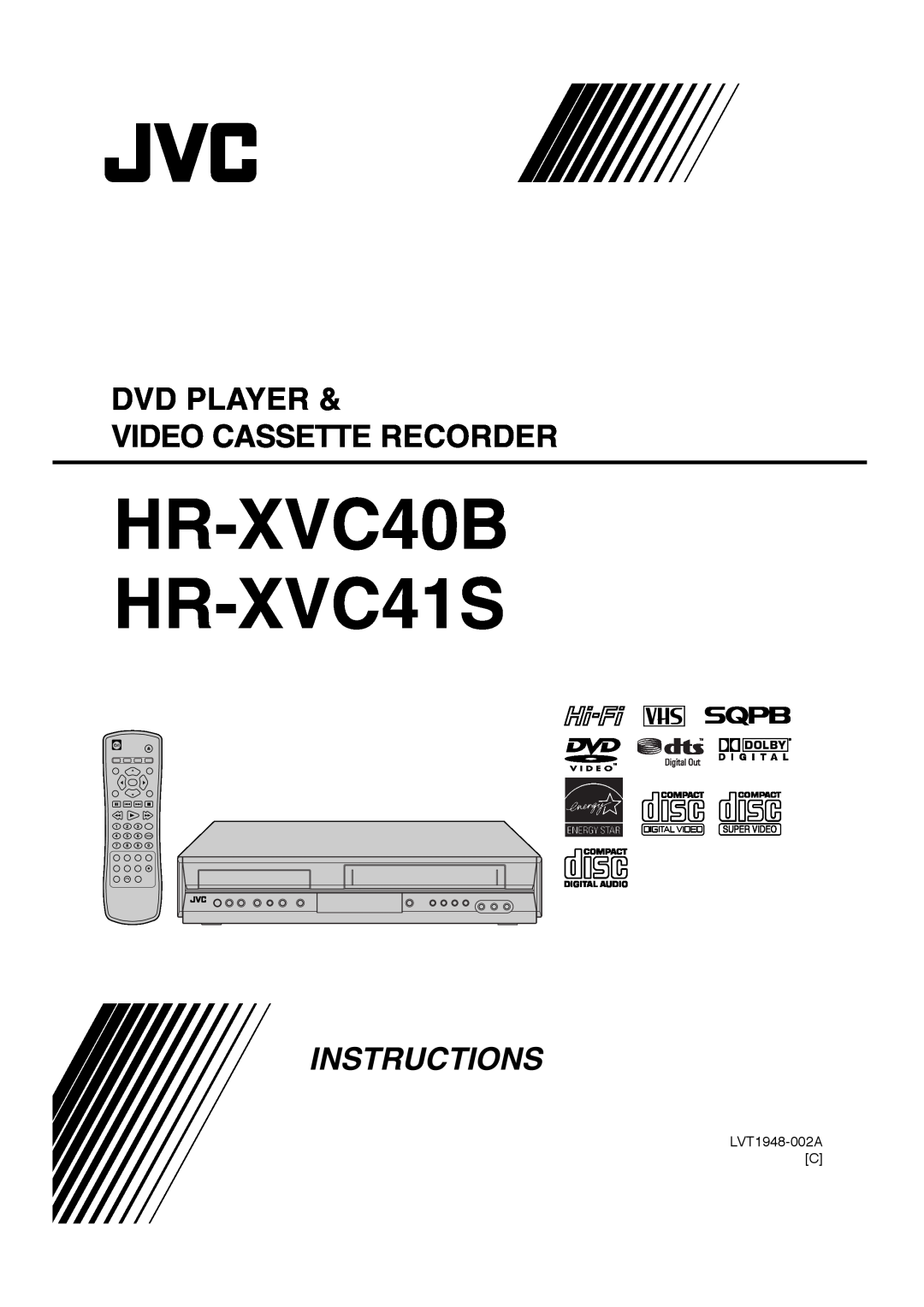 JVC manual Dvd Player Video Cassette Recorder, HR-XVC40B HR-XVC41S, Instructions 