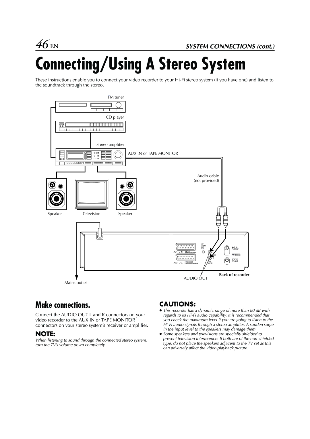 JVC HRS6960E specifications 46 EN, Make connections 