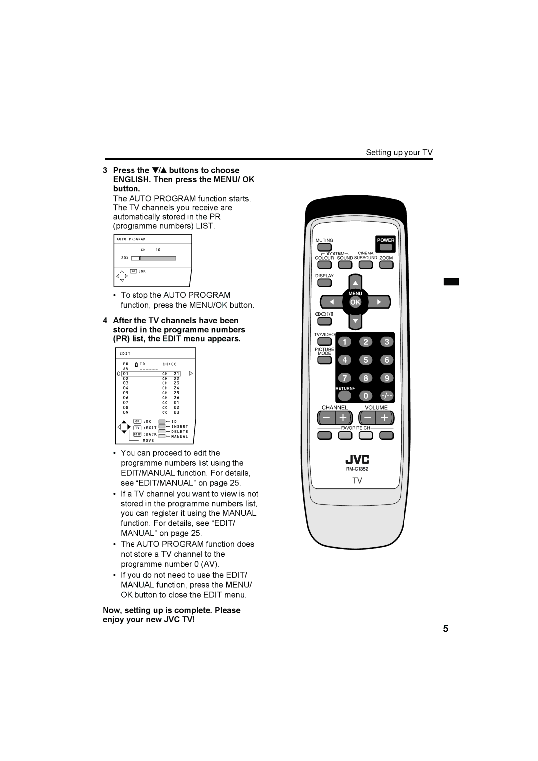 JVC HV-29WH11 manual Now, setting up is complete. Please enjoy your new JVC TV 