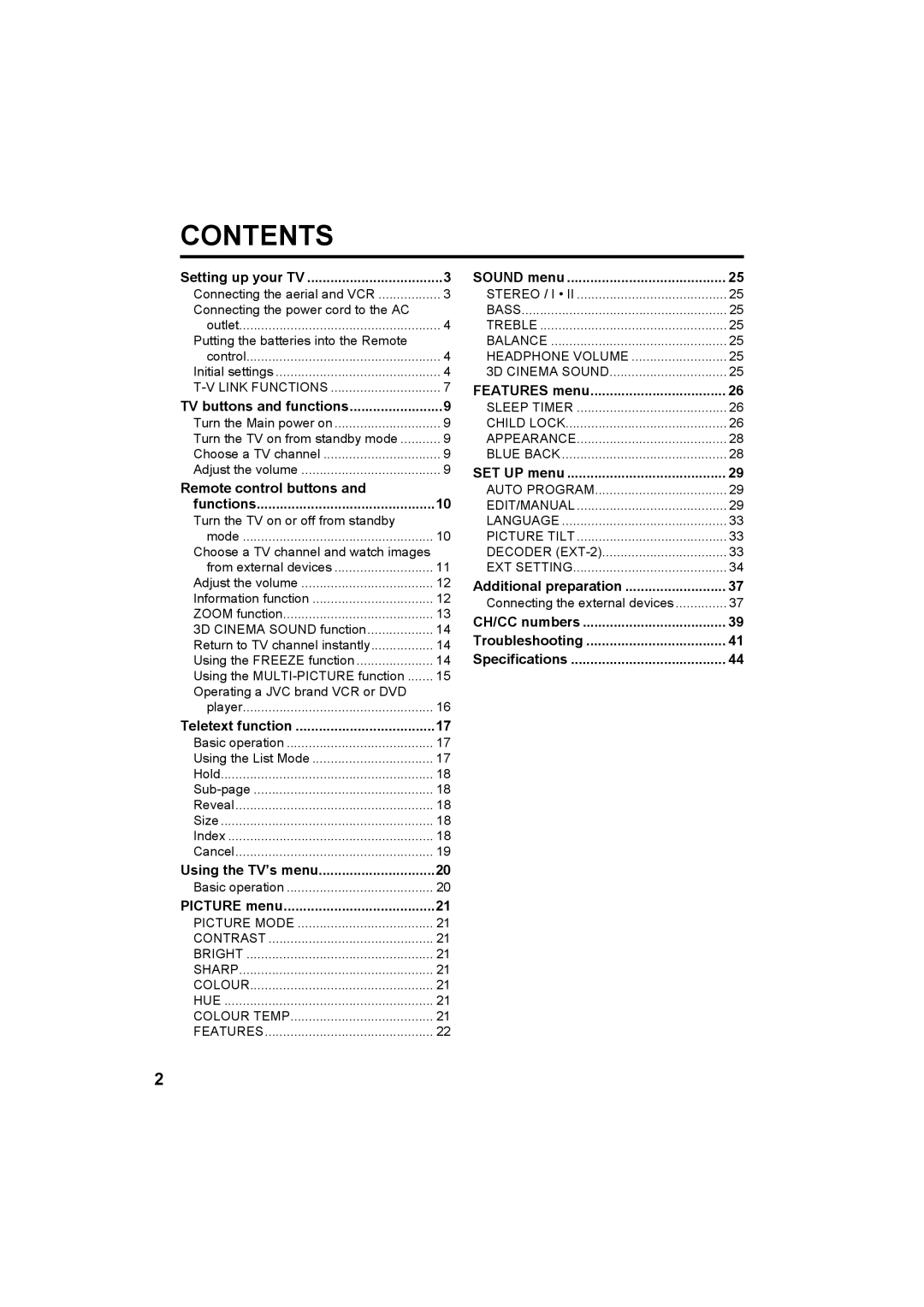 JVC HV-32P37SUE, HV-28P37SUE manual Contents 