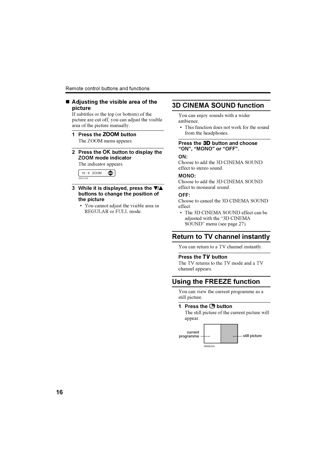 JVC HV-32P37SUE, HV-28P37SUE manual „ Adjusting the visible area of the picture 