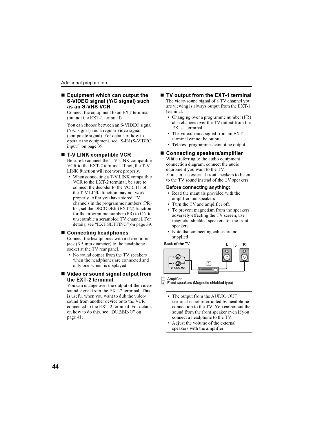 JVC HV-36P38SUE, HV-32P37SUE, HV-28P37SUE manual „ T-V Link compatible VCR 