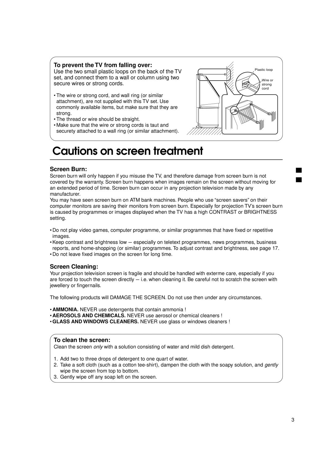 JVC HV-53PRO specifications To prevent the TV from falling over 