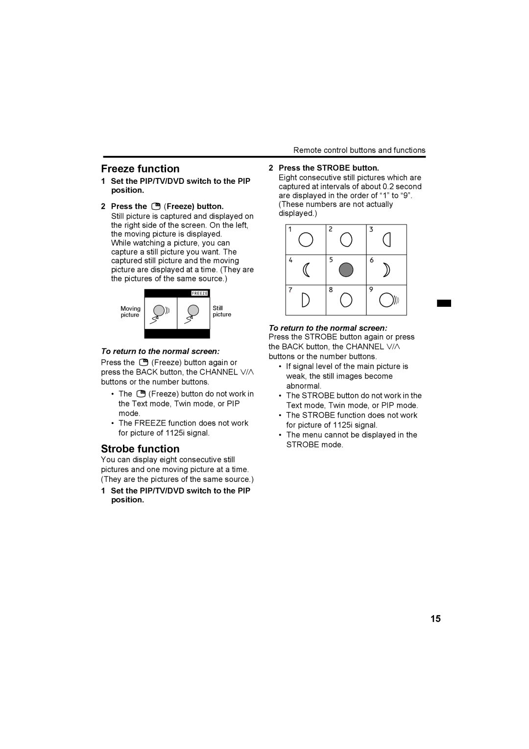 JVC HV-Z29V1, HV-Z34L1, HV-Z34L1, HV-Z29L1 specifications Freeze function 