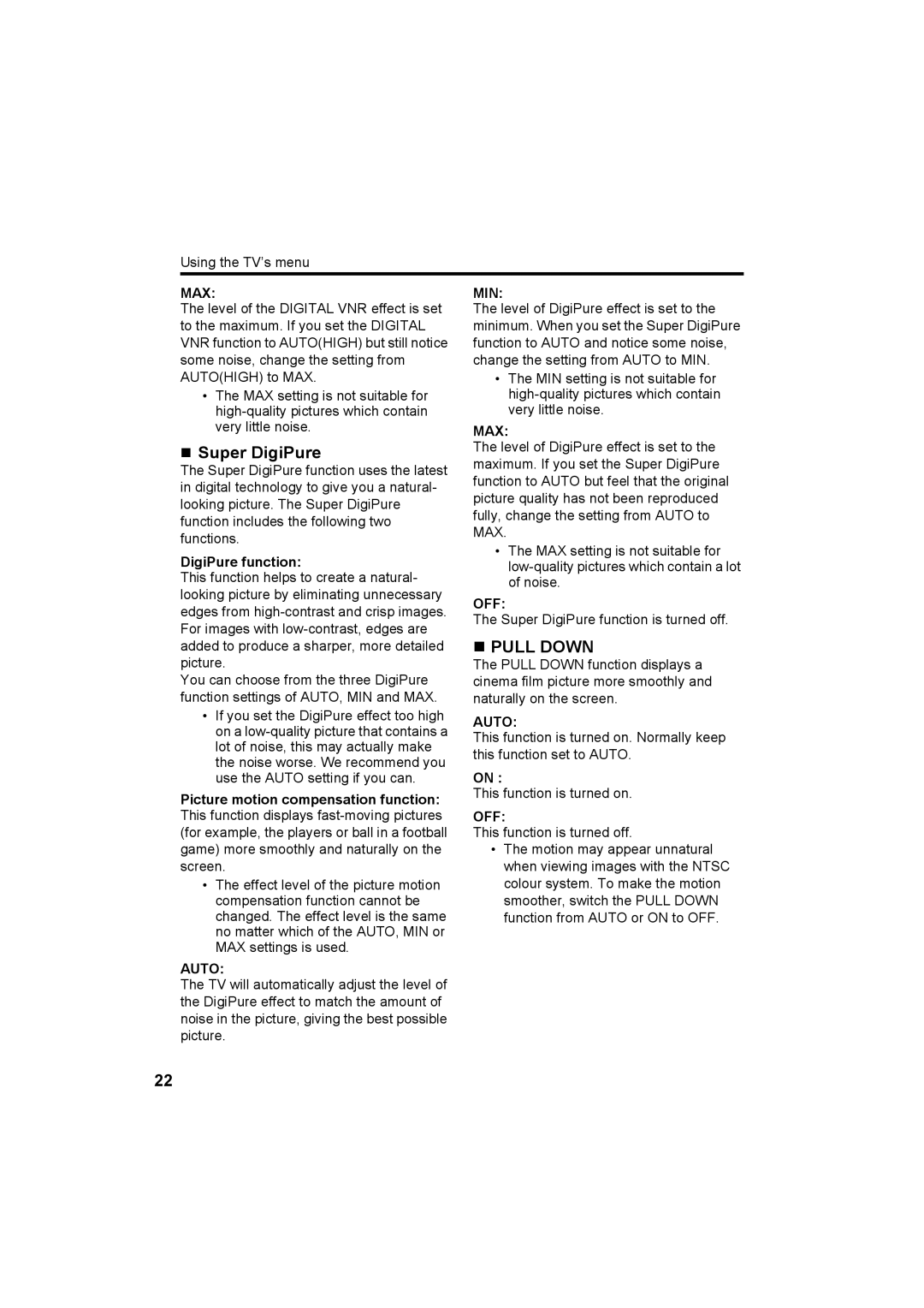 JVC HV-Z34L1, HV-Z29L1, HV-Z29V1, HV-Z34L1 specifications „ Pull Down 