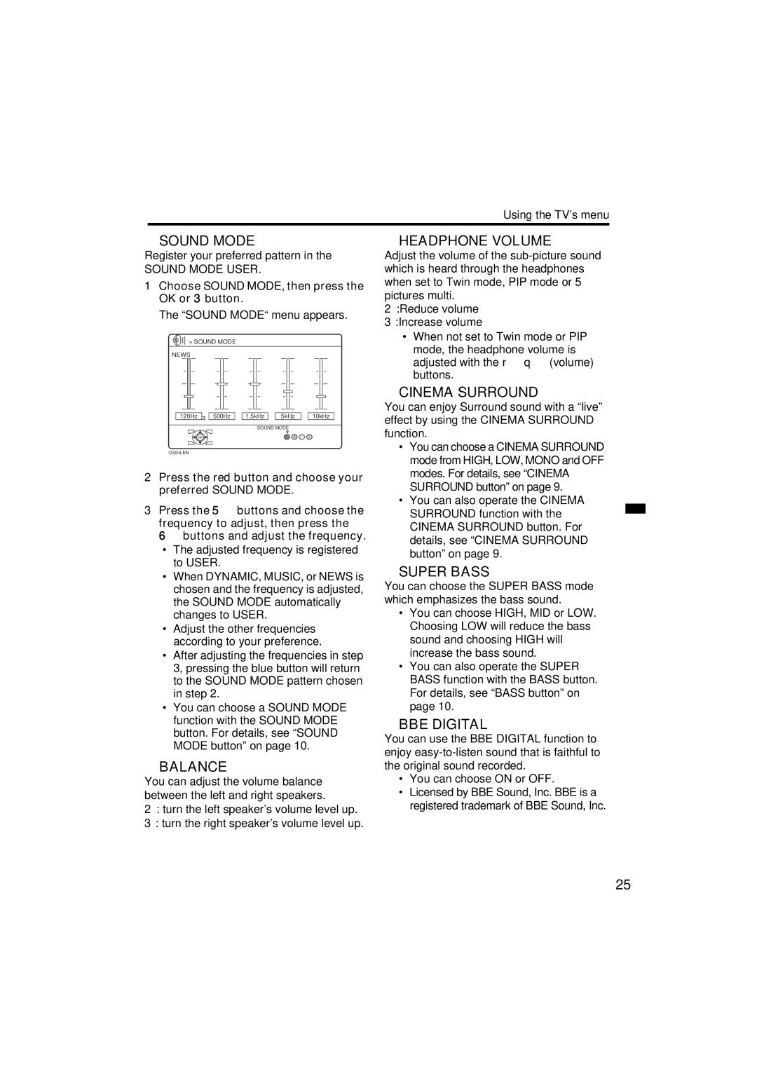 JVC HV-Z29V1, HV-Z34L1, HV-Z34L1, HV-Z29L1 specifications „ Sound Mode 