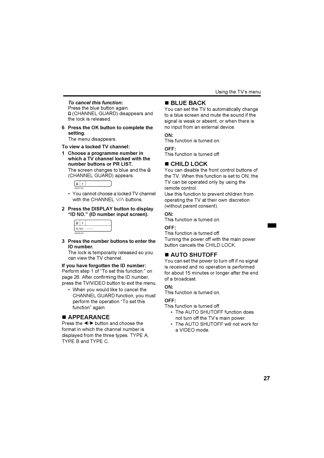 JVC HV-Z29V1, HV-Z34L1, HV-Z34L1, HV-Z29L1 specifications „ Appearance 