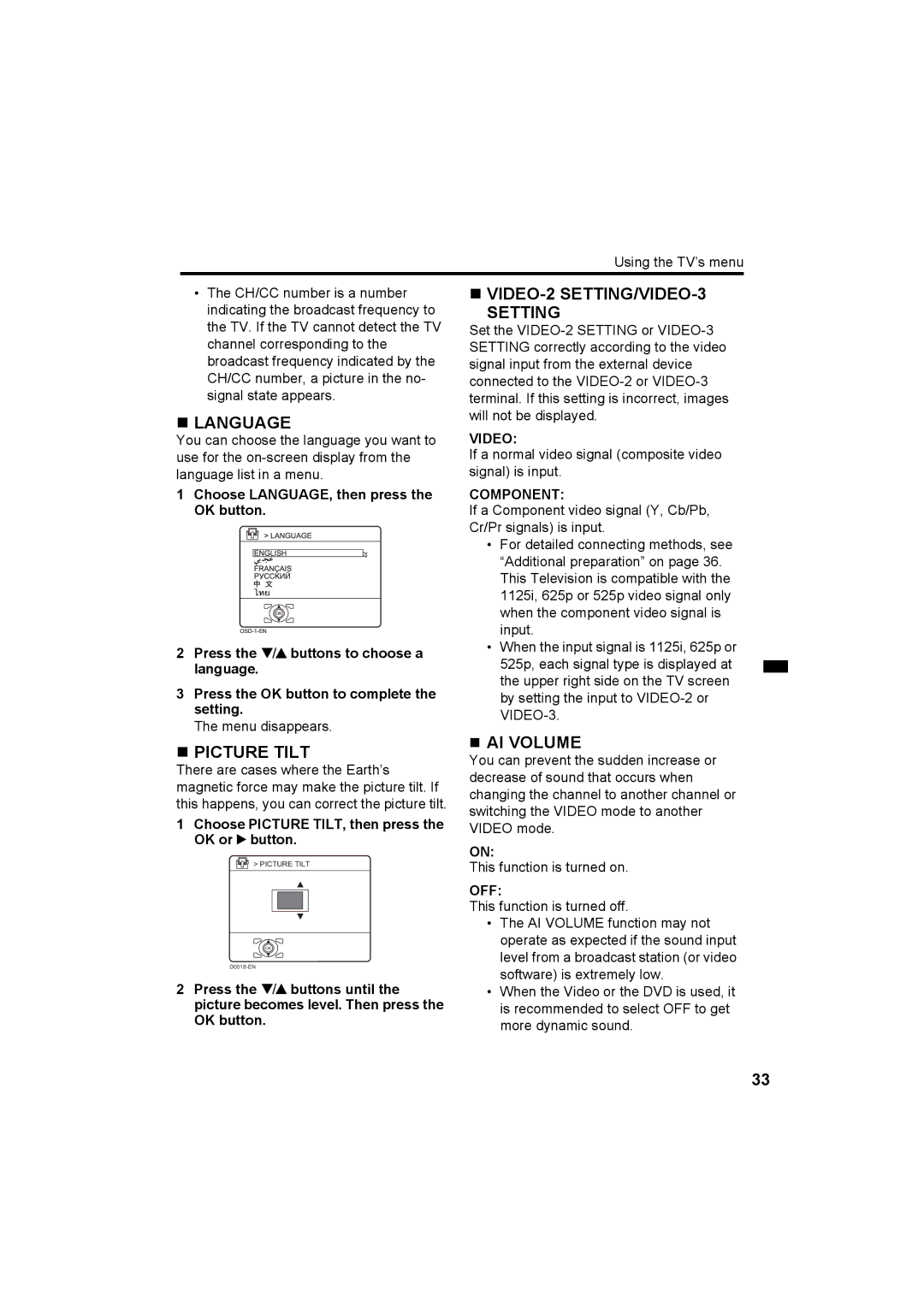 JVC HV-Z29V1, HV-Z34L1, HV-Z34L1, HV-Z29L1 specifications „ Language 