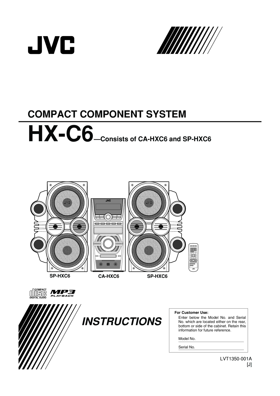 JVC SP-HXC6, HX-C6, CA-HXC6 manual Instructions, For Customer Use 