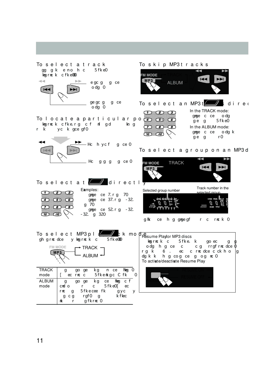 JVC CA-HXC6, HX-C6 To select a track, To locate a particular portion, To skip MP3 tracks, To select a group on an MP3 disc 