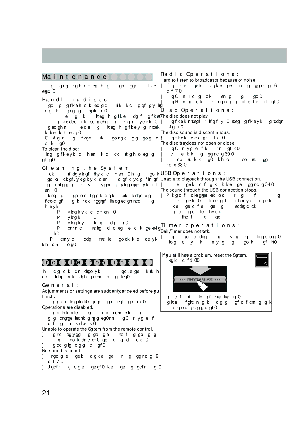 JVC HX-C6, SP-HXC6, CA-HXC6 manual Maintenance, Troubleshooting 