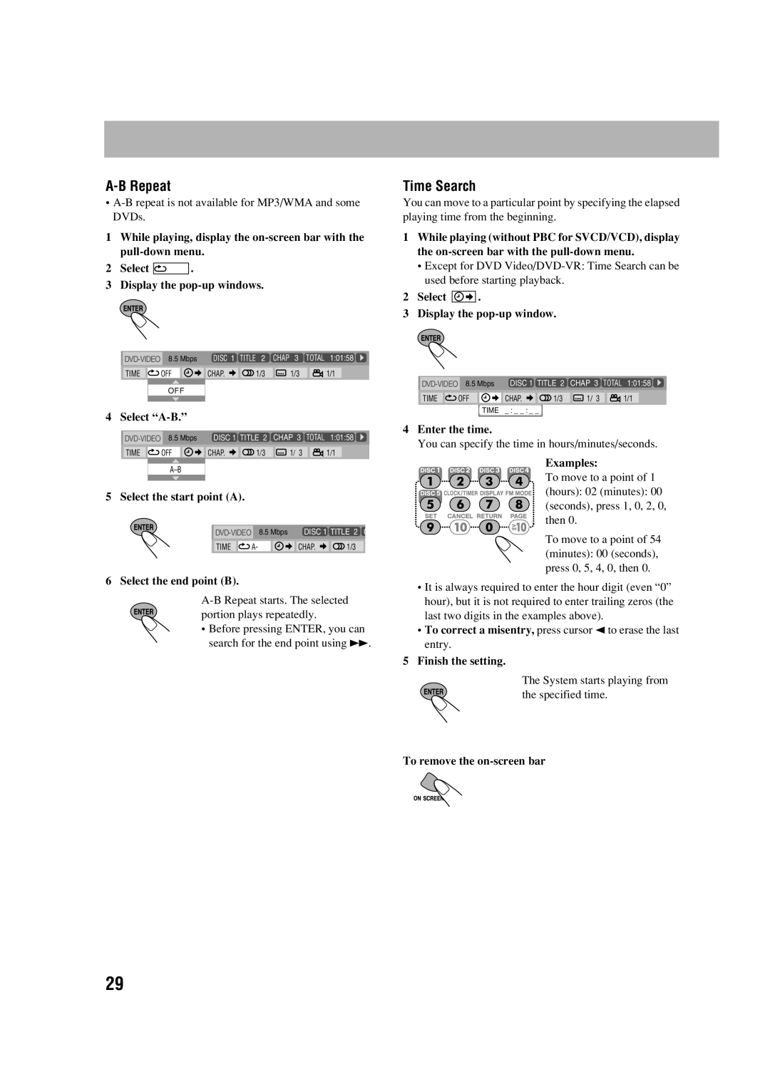 JVC HX-D77 manual Repeat, Time Search 