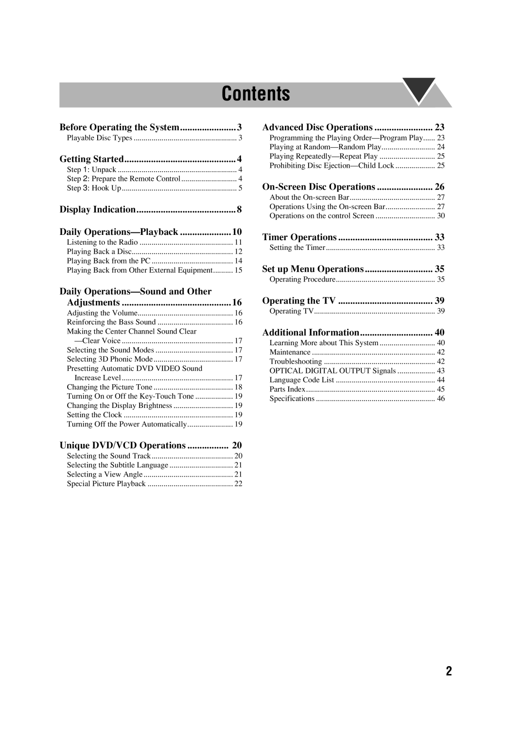 JVC HX-D77 manual Contents 