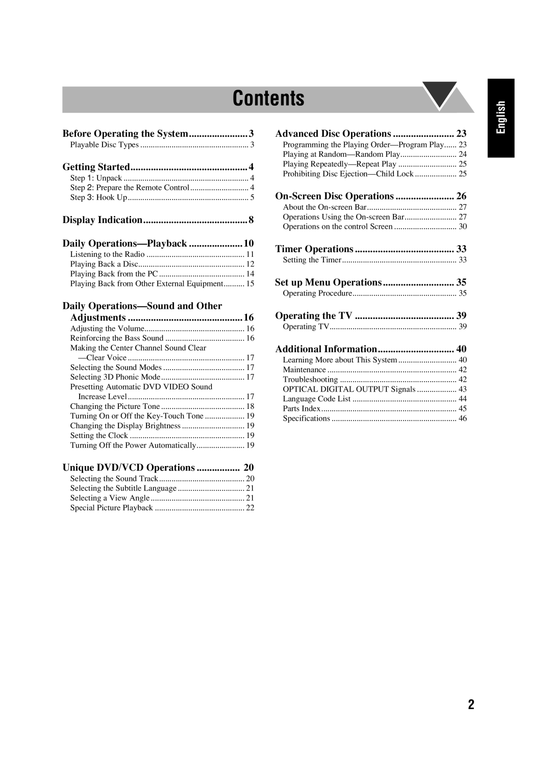 JVC HX-D77 manual Contents 