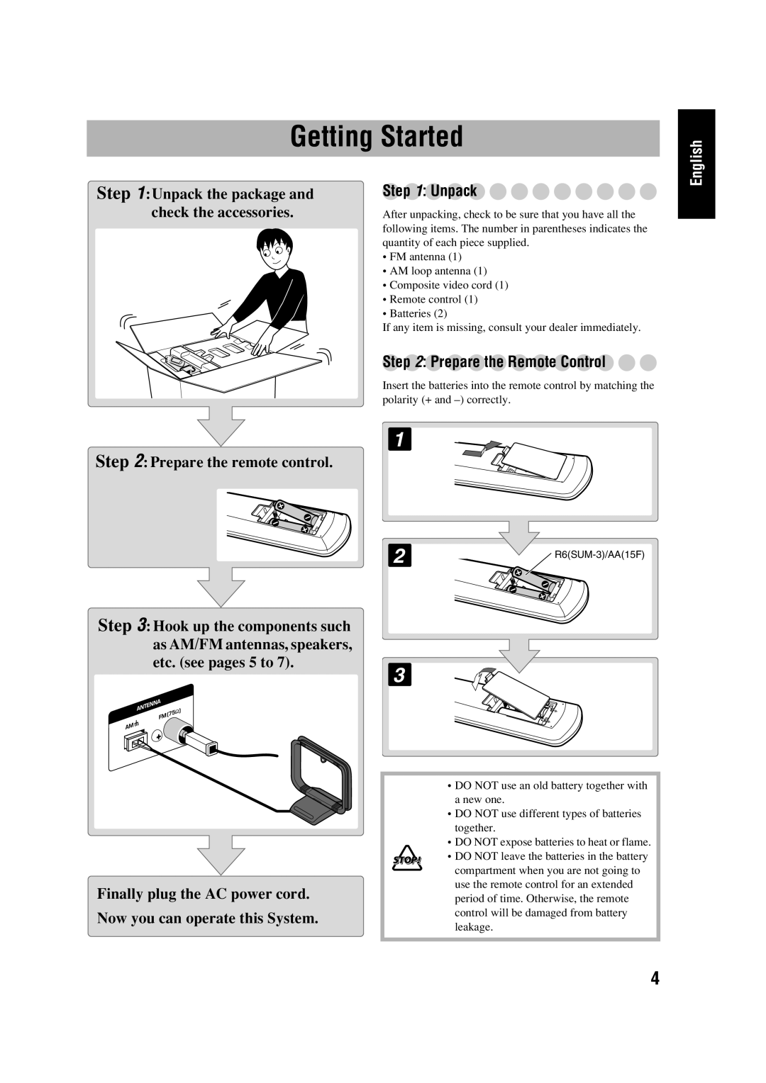 JVC HX-D77 manual Getting Started 