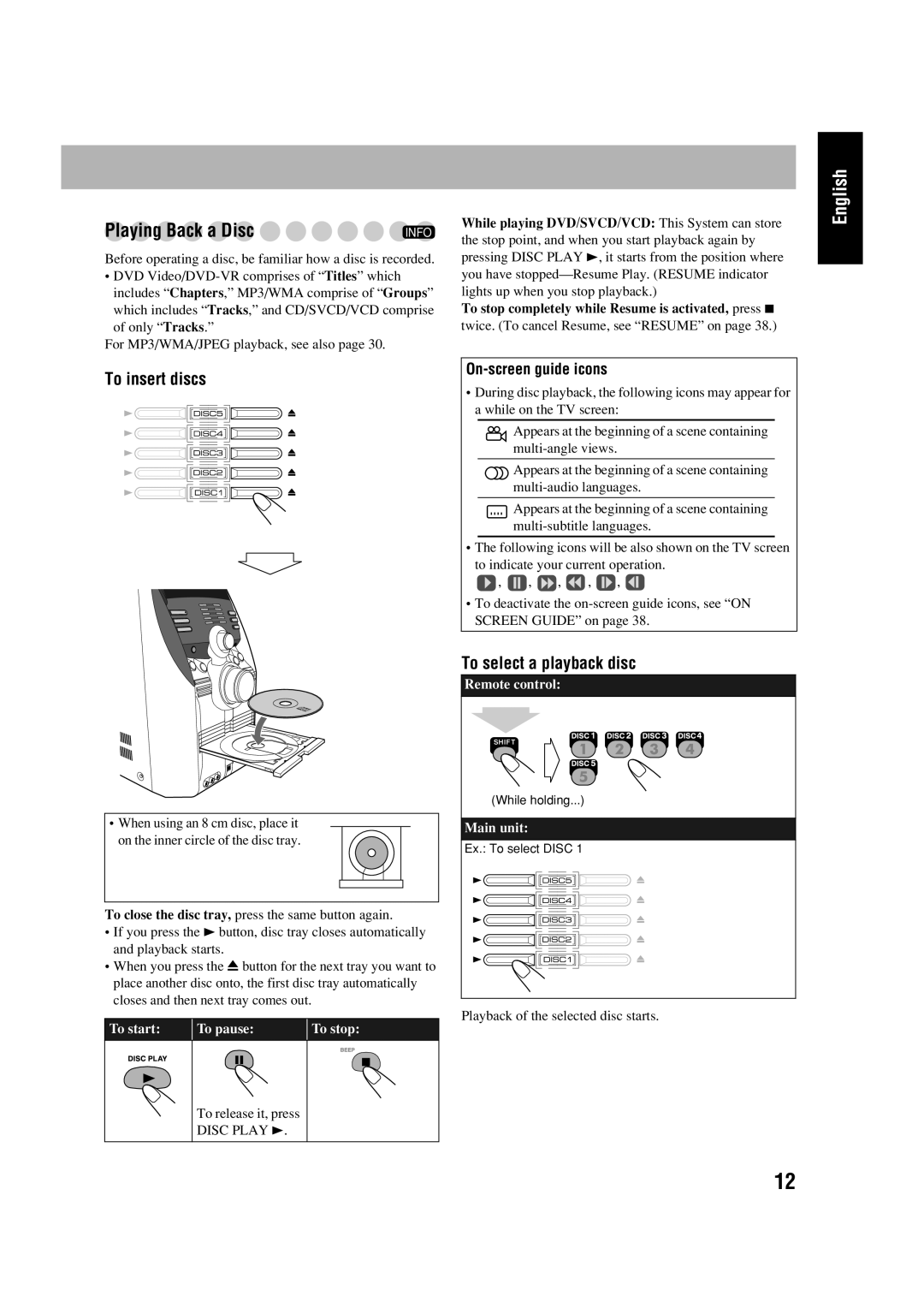 JVC HX-D77 manual Playing Back a Disc 