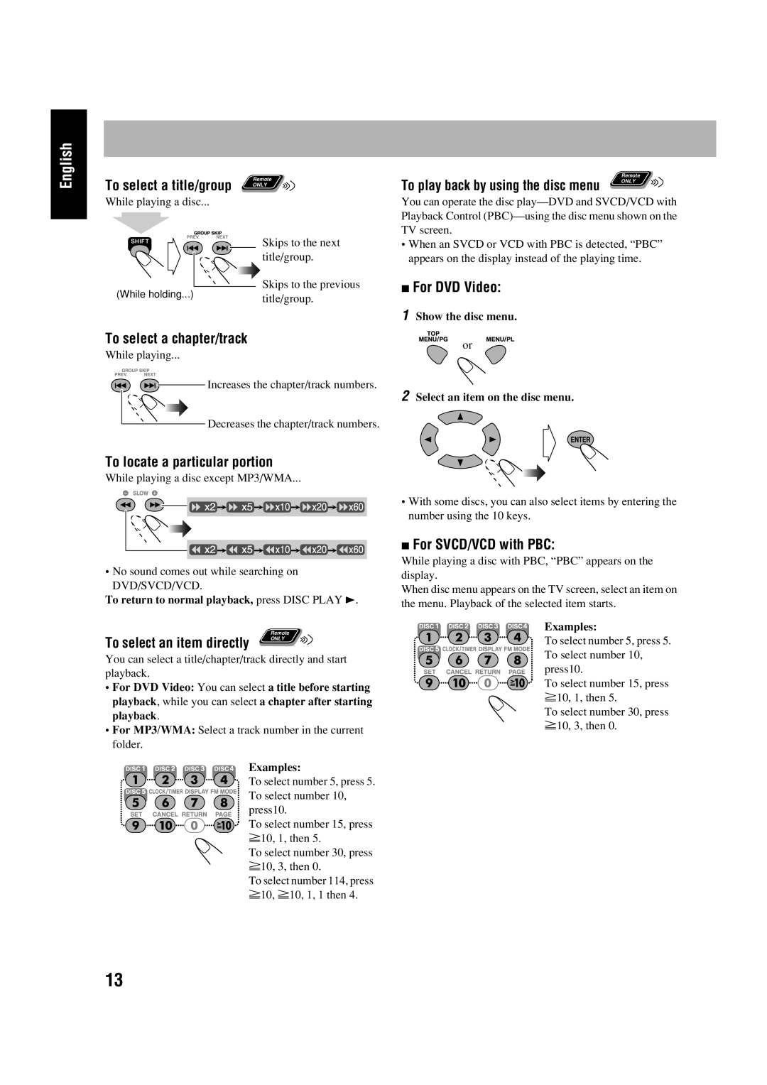 JVC HX-D77 manual To select a chapter/track 