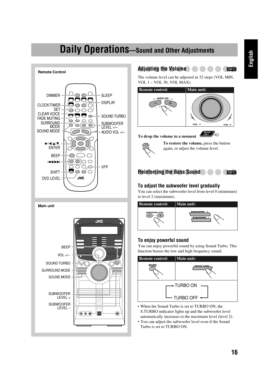 JVC HX-D77 manual Daily Operations-Sound and Other Adjustments 