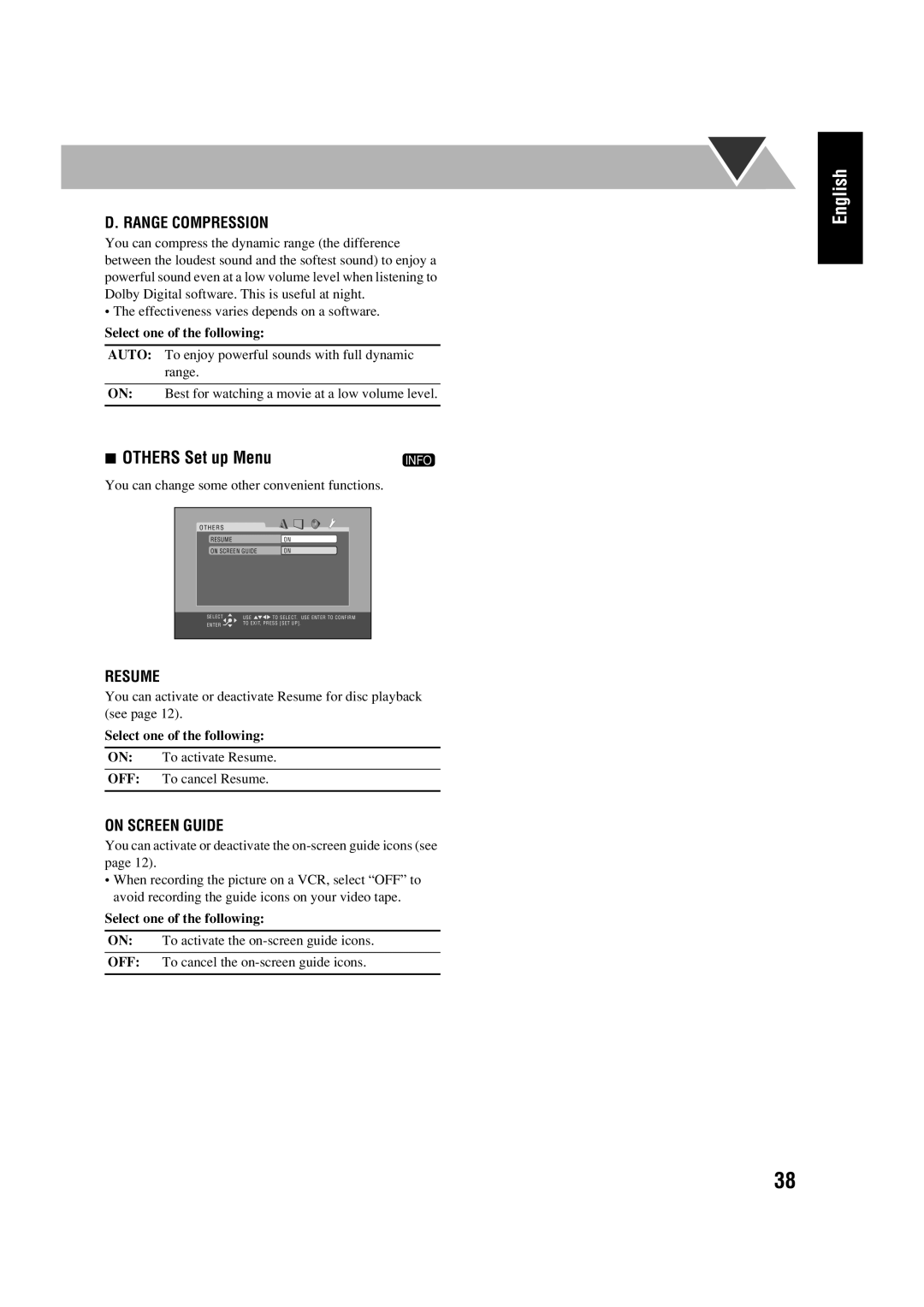 JVC HX-D77 manual Others Set up Menu 