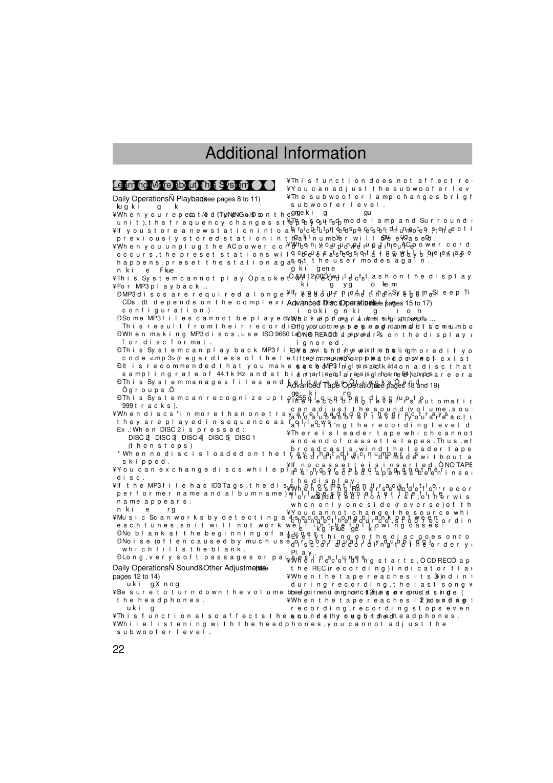 JVC HX-GX7 manual Additional Information, Learning More about This System, Daily Operations-Playback see pages 8 to 