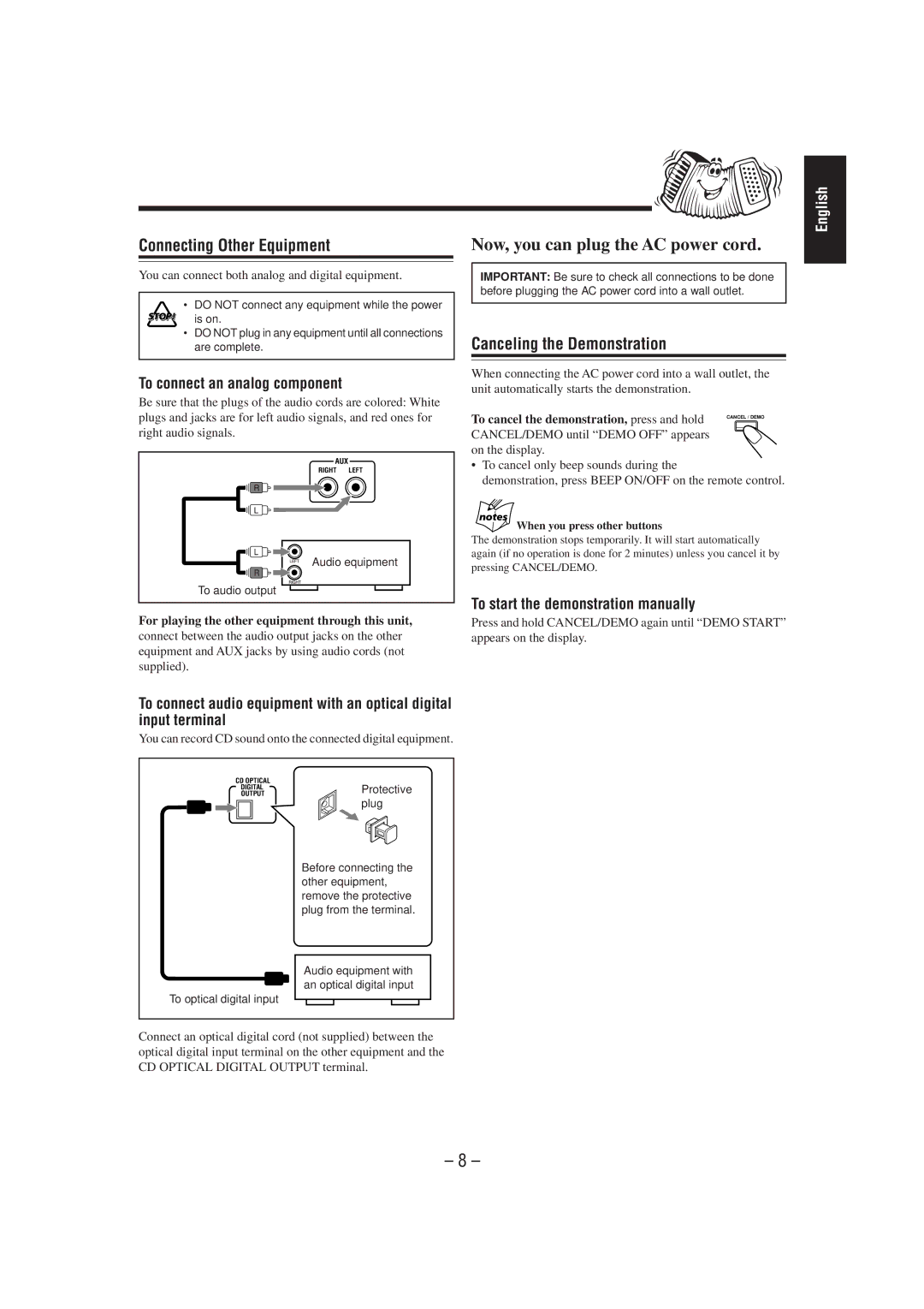 JVC HX-Z1 manual Now, you can plug the AC power cord 