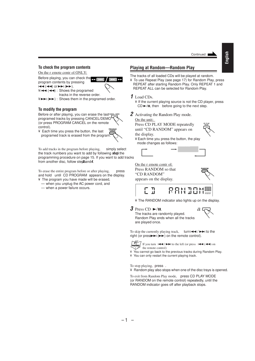 JVC HX-Z1 manual Playing at Random-Random Play 