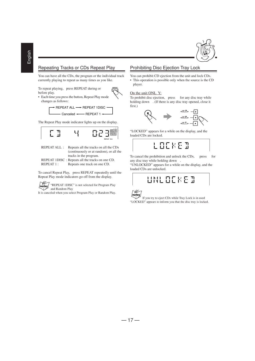 JVC HX-Z1 manual Repeating Tracks or CDs-Repeat Play 