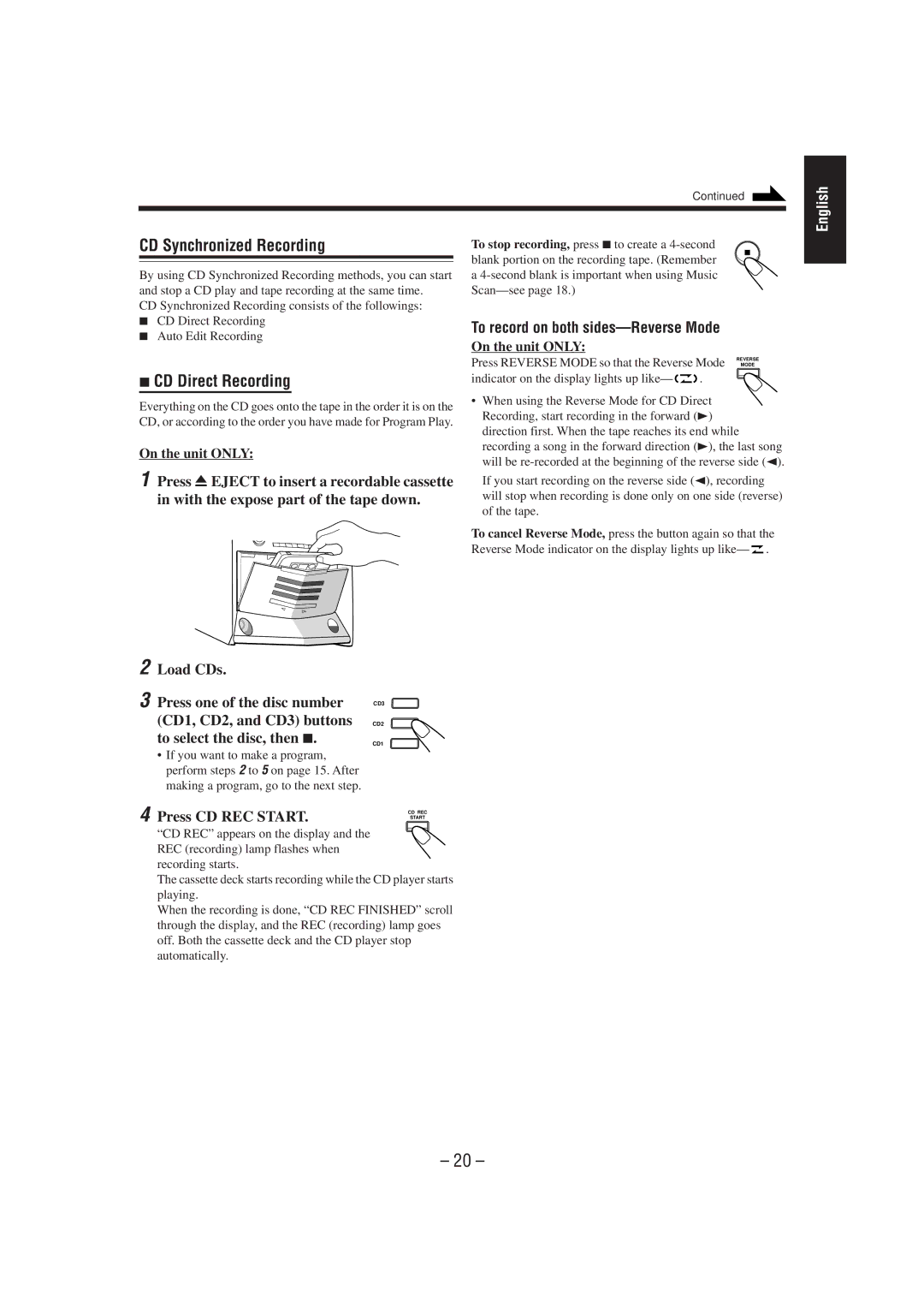 JVC HX-Z1 manual CD Synchronized Recording 