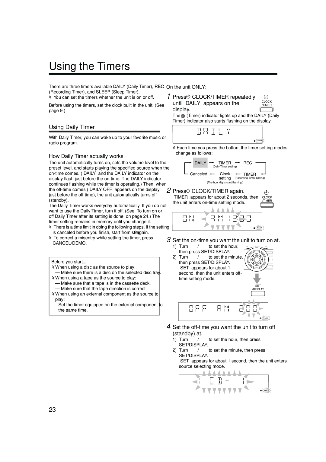 JVC HX-Z10 manual Using the Timers, Using Daily Timer, How Daily Timer actually works 