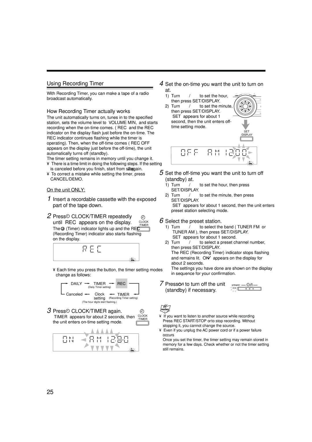 JVC HX-Z10 manual Using Recording Timer, How Recording Timer actually works, Select the preset station 