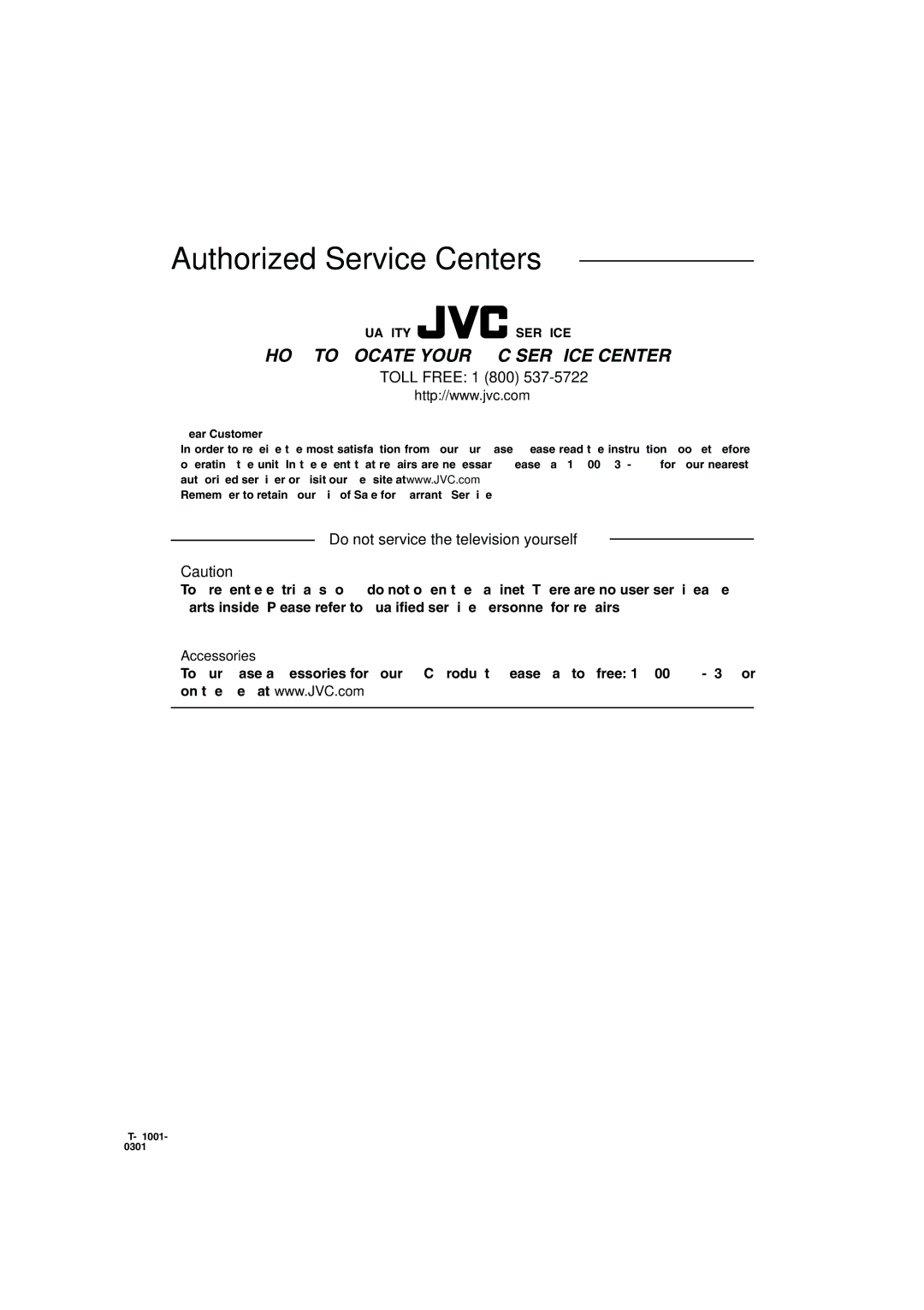 JVC HX-Z10 manual Authorized Service Centers 