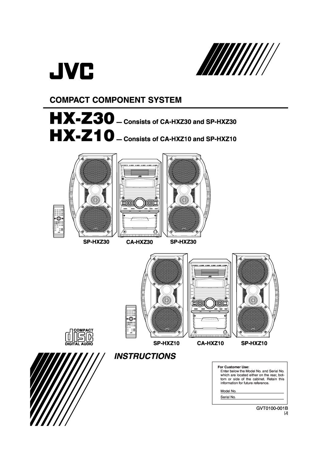 JVC manual HX-Z30- Consists of CA-HXZ30and SP-HXZ30, HX-Z10- Consists of CA-HXZ10and SP-HXZ10, Compact Component System 