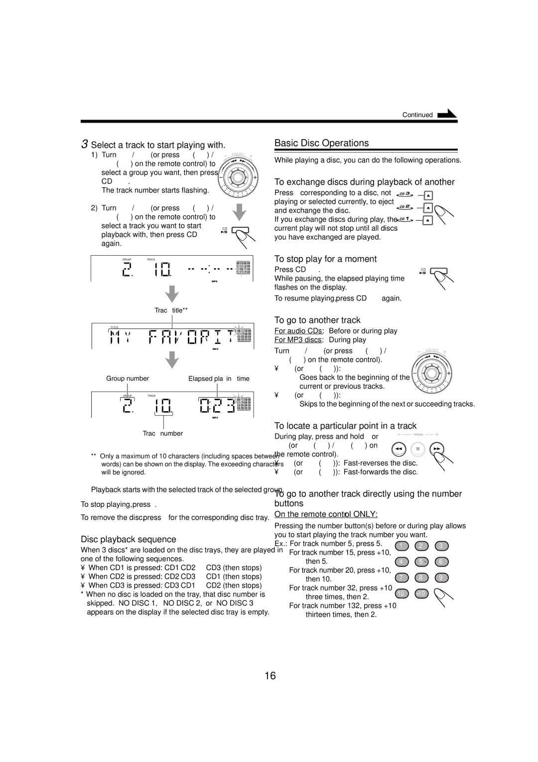 JVC HX-Z3 manual Basic Disc Operations 