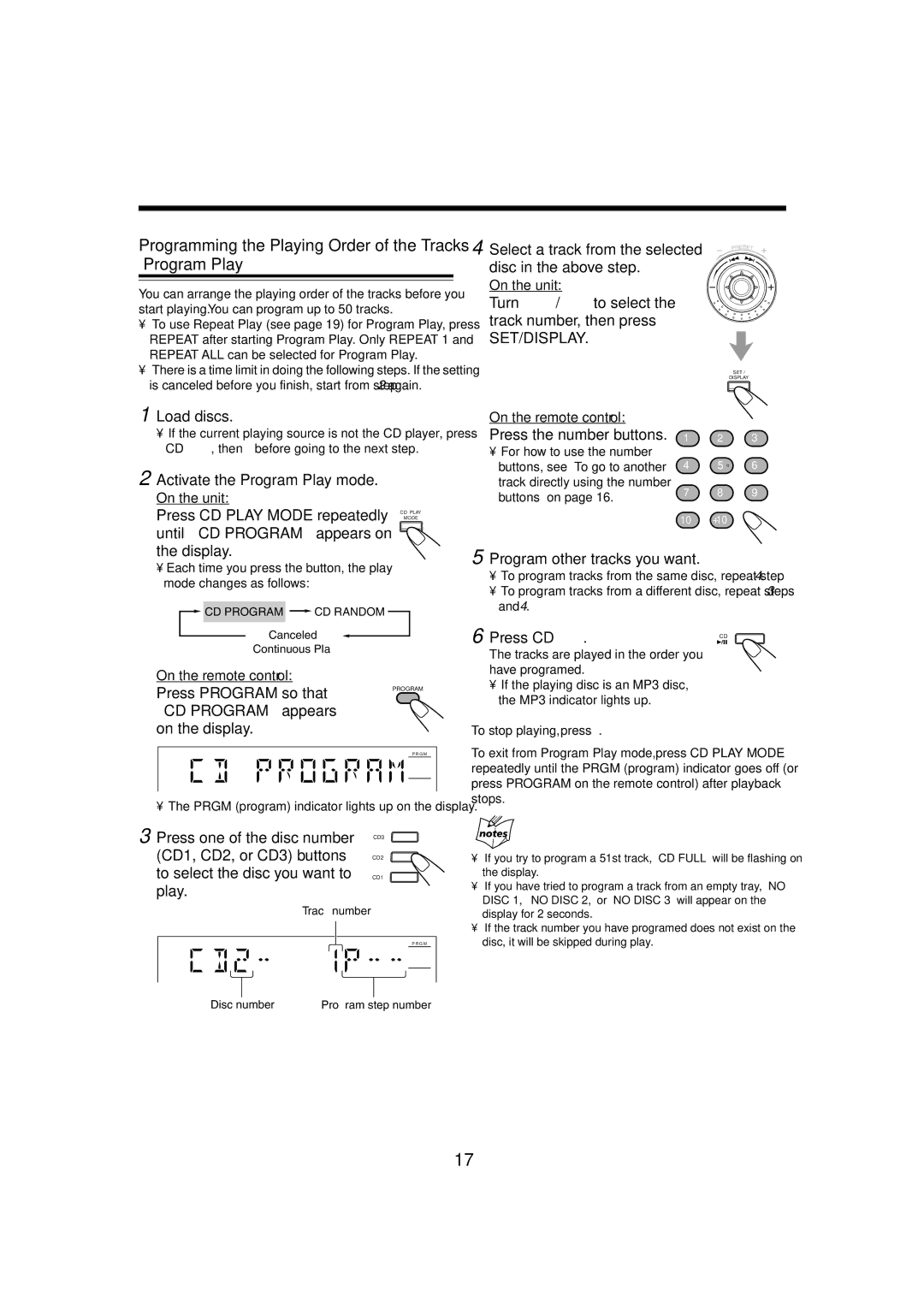 JVC HX-Z3 manual Programming the Playing Order of the Tracks -Program Play 