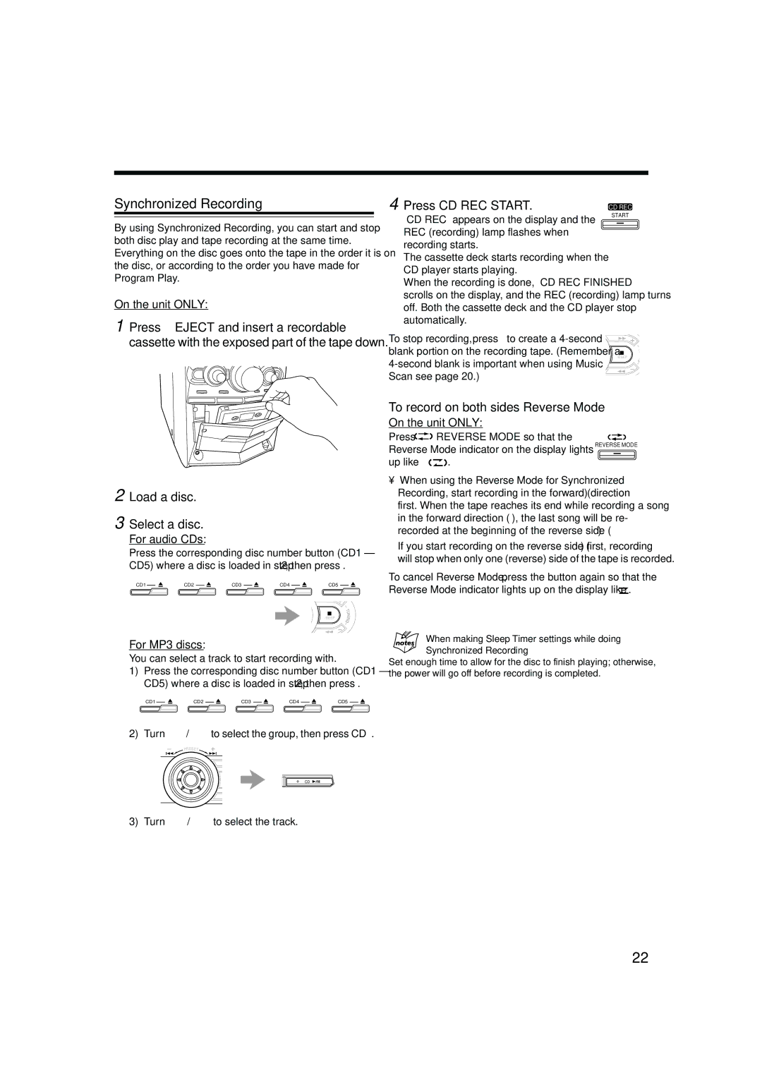 JVC HX-Z30 manual Synchronized Recording, Load a disc Select a disc 