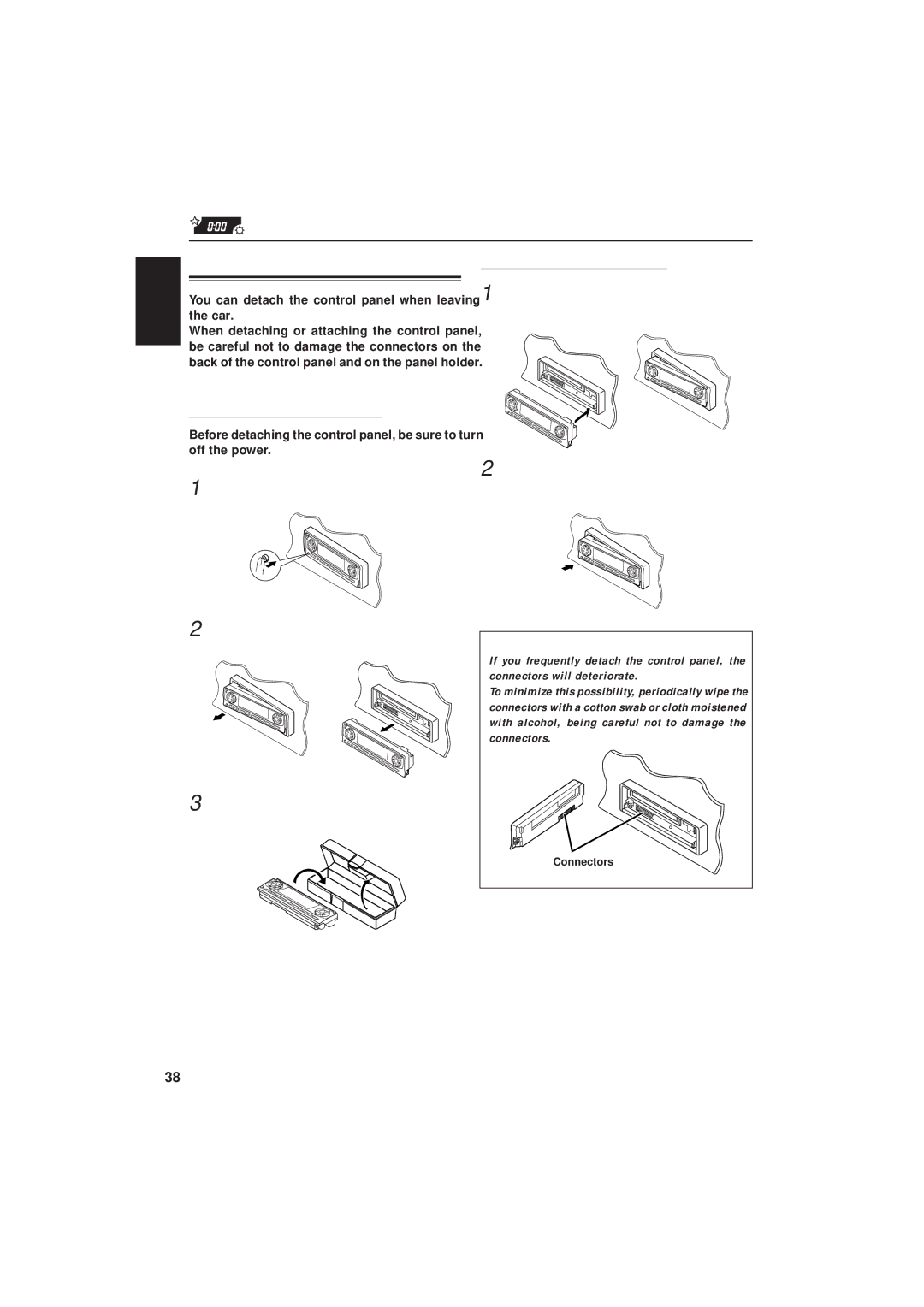 JVC IKD-LH2000 manual Detaching the control panel, Attaching the control panel, Unlock the control panel 