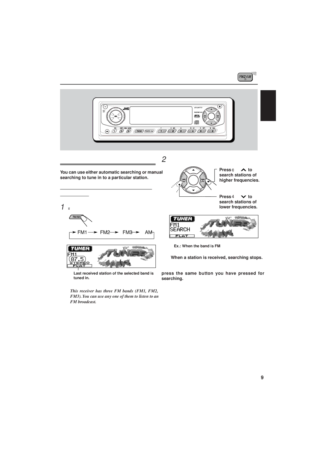 JVC IKD-LH2000 manual Radio Operations, Listening to the radio, Searching for a station automatically Auto search 