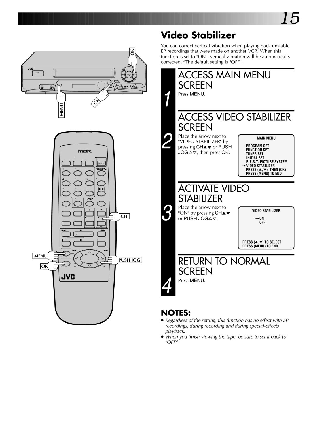 JVC InHR-J4404UM manual Video Stabilizer 