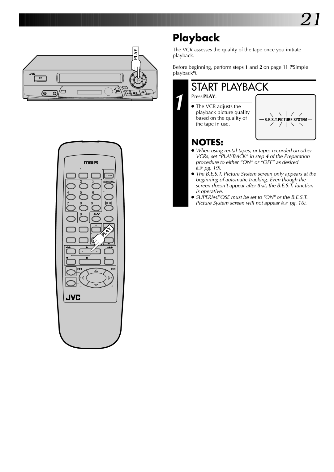 JVC InHR-J4404UM manual Playback, Tape in use 