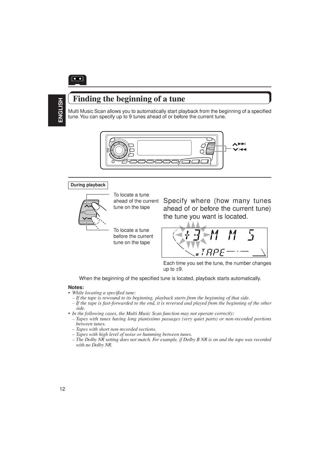 JVC Instructions manual Finding the beginning of a tune 