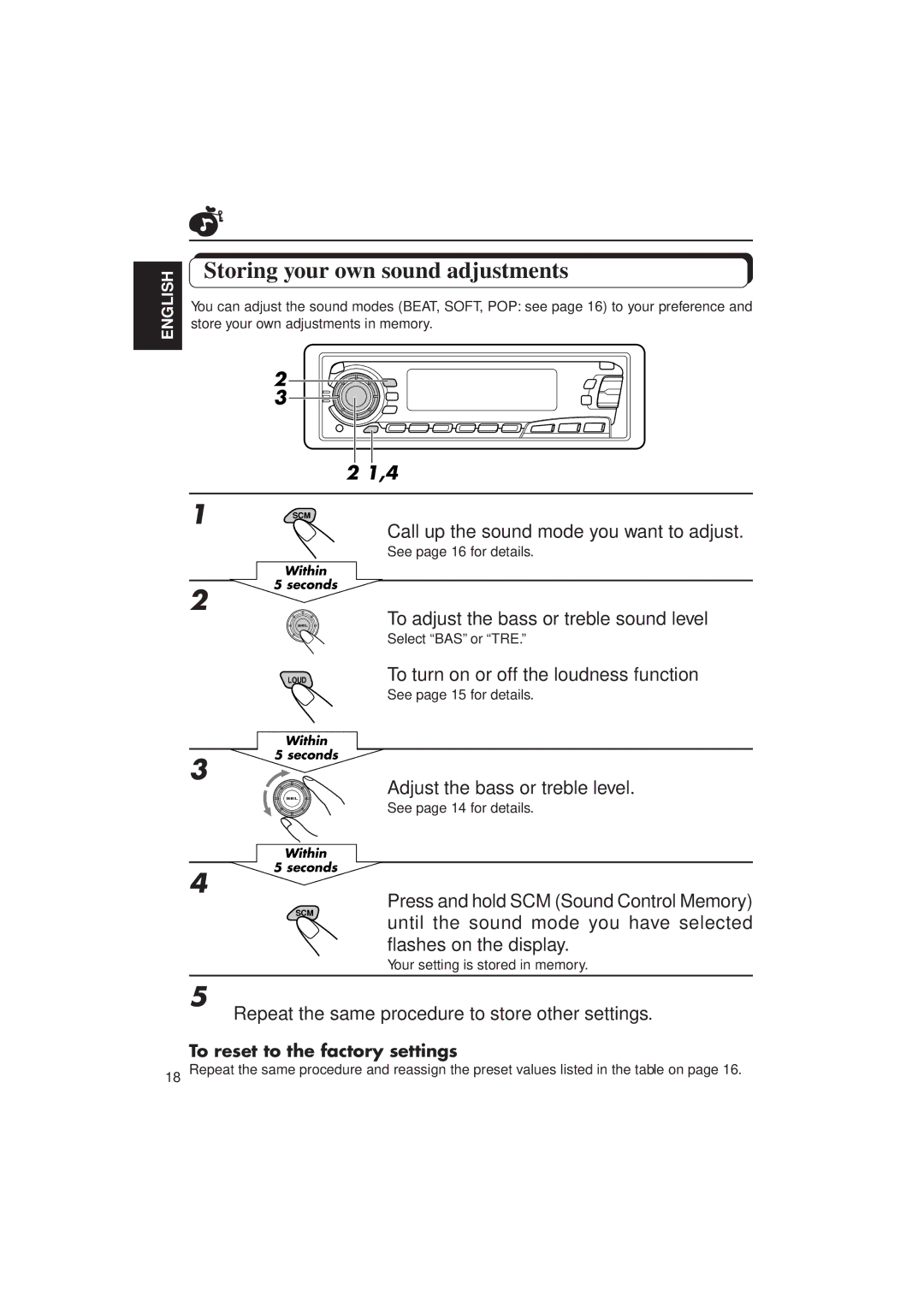 JVC Instructions manual Storing your own sound adjustments 