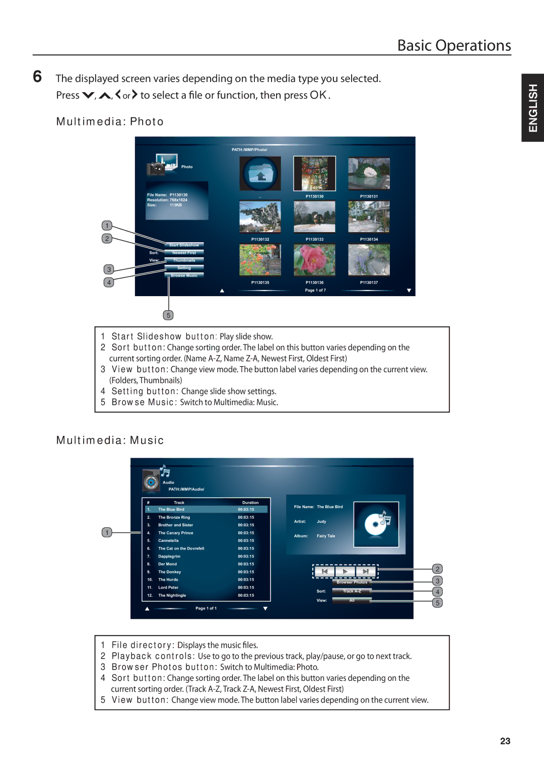 JVC JLE32BC3001, JLE42BC3001 user manual Multimedia Photo, Multimedia Music 