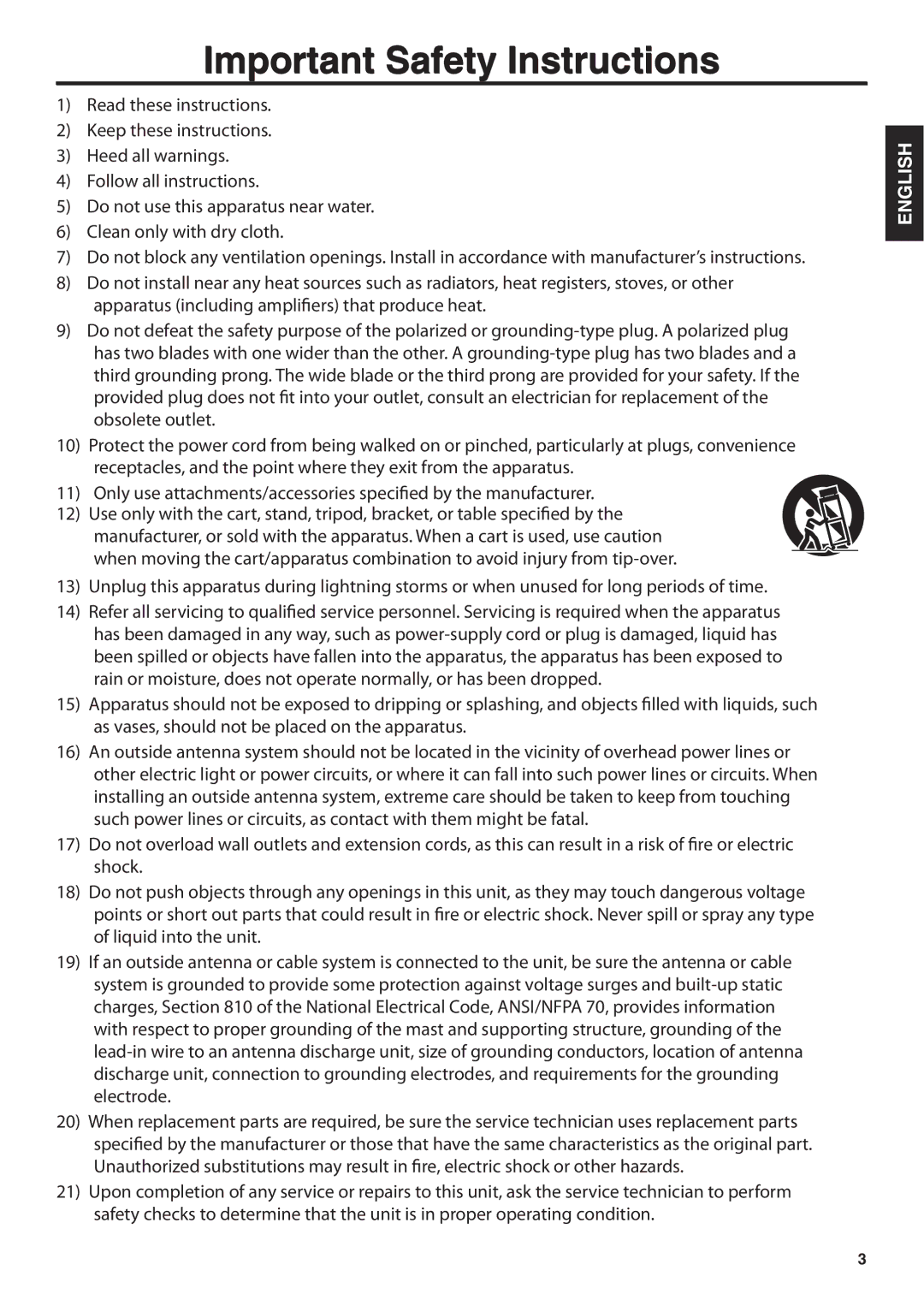 JVC JLE47BC3500 user manual Important Safety Instructions 