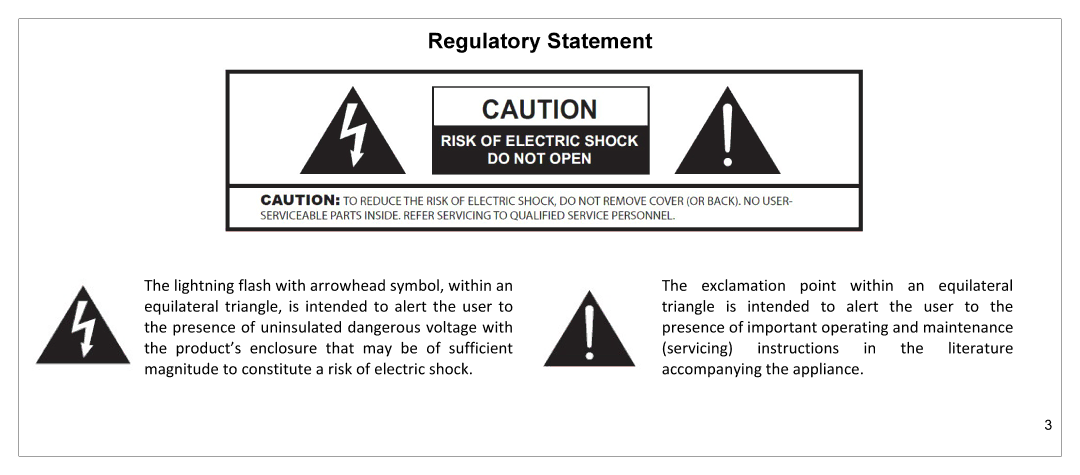 JVC JLE55SP4000 manual Regulatory Statement 