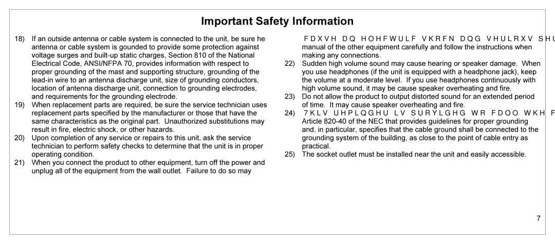 JVC JLE55SP4000 manual Important Safety Information 