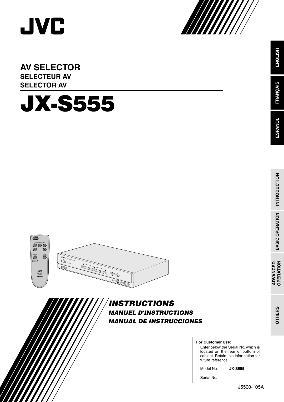 JVC JX-B555 manual JX-S555, Serial No 