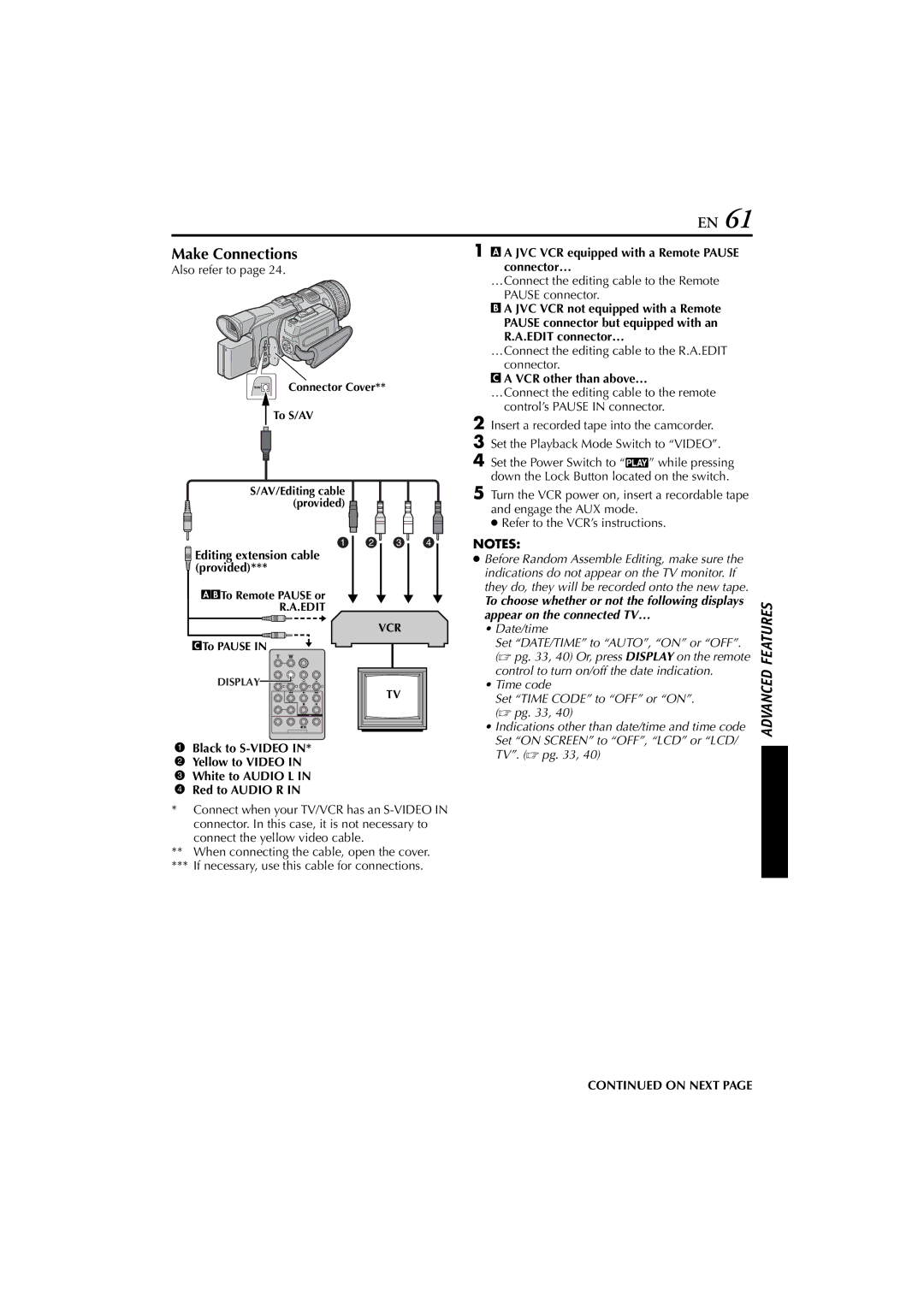 JVC JY-HD10 manual Make Connections 