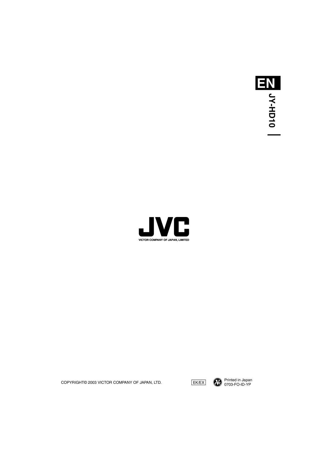 JVC JY-HD10 manual 